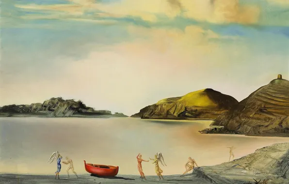 Обои сюрреализм, Порт-Льигат на Закате, Salvador Dali, картина, Сальвадор Дали