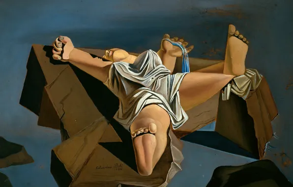 Обои Фигура на Скалах, сюрреализм, Salvador Dali, картина, Сальвадор Дали