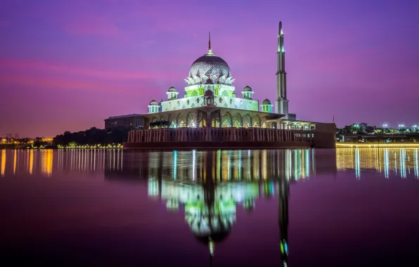 Обои landscape, пейзаж, mosque, Куала-Лумпур, Kuala Lumpur, город, city, мечеть
