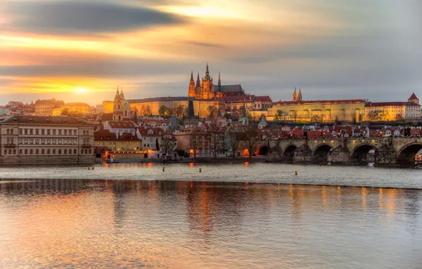 Обои закат, Прага, апрель