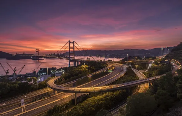 Обои Tsing Ma Bridge，HongKong, мост, Гонконг, дорога, Китай