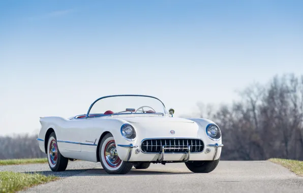 Обои Polo, Chevrolt Corvette, White, 1954, Classic