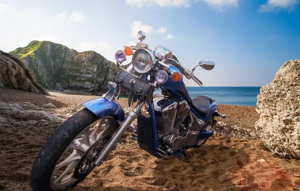 Обои байк, пляж, мотоцикл