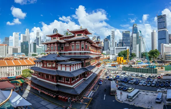 Обои город, здание, японские мотивы, Сингапур, Singapore