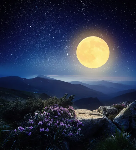 Полная Луна в горах — стоковое фото