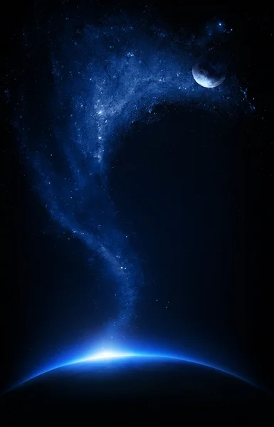 Земля и Луна, взаимосвязанного с starfield — стоковое фото