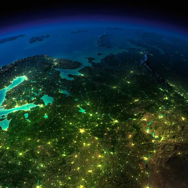 Земля ночью. Европейская часть России — стоковое фото