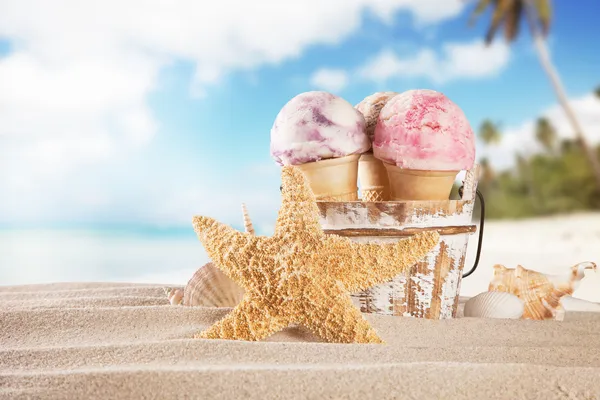 Мороженое на пляже Стоковое Фото