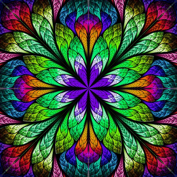Многокрасочный красивый рекурсивный цветок. компьютер произвел графику Лицензионные Стоковые Изображения