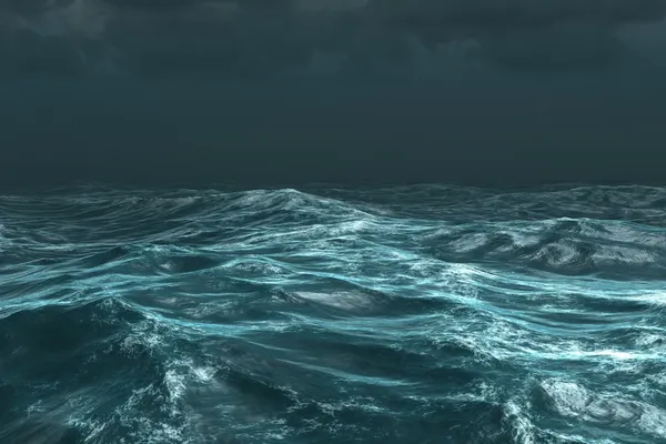 Грубый бурный океан под темное небо — стоковое фото