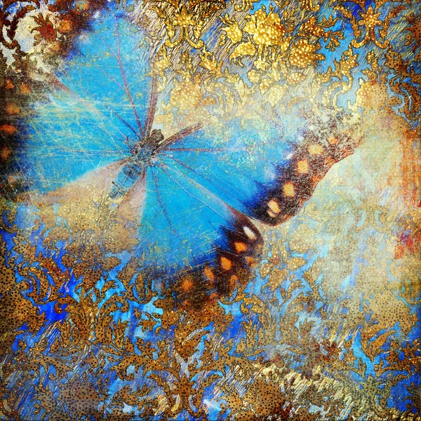 Пестрая старинный фон с бабочками — стоковое фото
