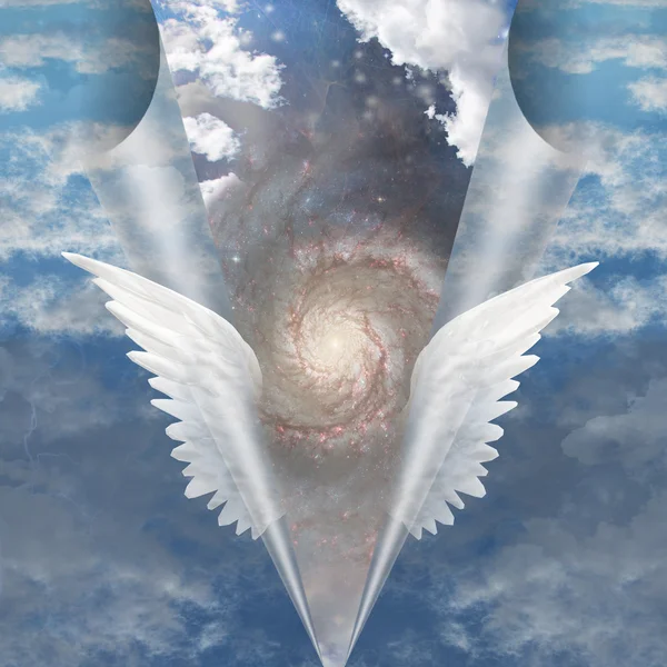 Вытяните врозь шов смертных раскрыть крылья ангела — стоковое фото