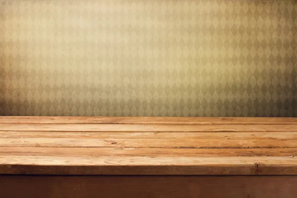 Фон с деревянным настилом таблицы и vintage ретро Обои — стоковое фото