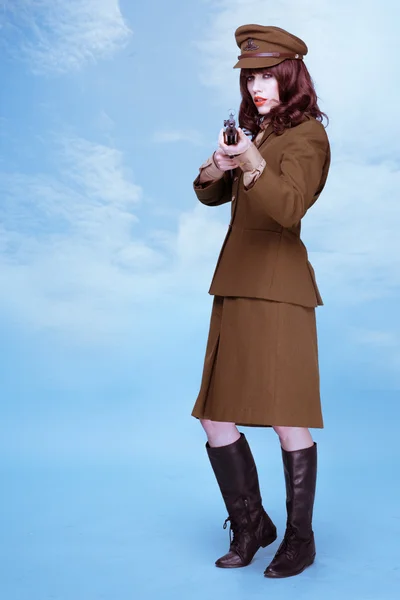 Портрет изобразительного искусства леди в армейской форме Лицензионные Стоковые Фото