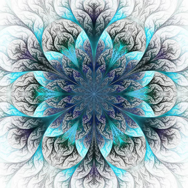Красивый рекурсивный цветок синего и серого цвета. компьютер произвел gr Лицензионные Стоковые Фото