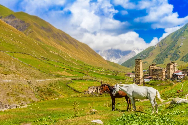 Ushguli, верхний svaneti, Джорджия, Европа. Кавказские горы — стоковое фото