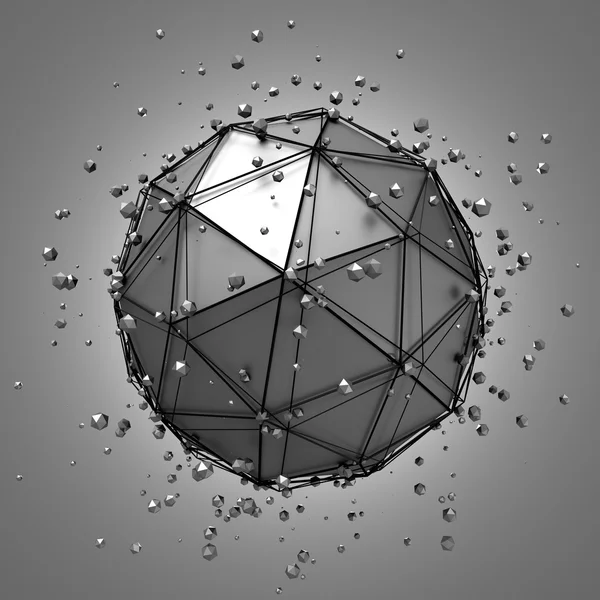 Абстрактные 3d-рендеринга металлической сферы низкая Поли с хаотической структурой — стоковое фото
