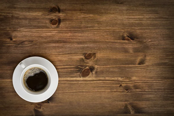 Кофе Кубок вид сверху на фоне деревянный стол — стоковое фото