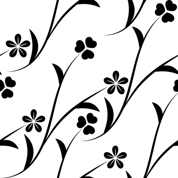 Бесшовный паттерн с черно-белые цветы на белом фоне Стоковый Вектор