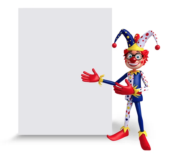 Счастливый клоун с белая доска — стоковое фото