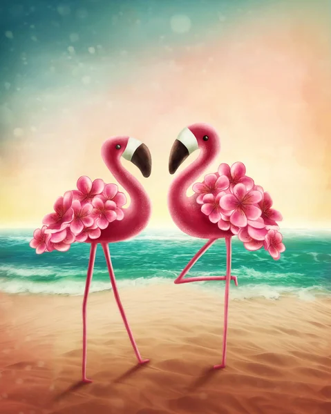 Два Фламинго — стоковое фото