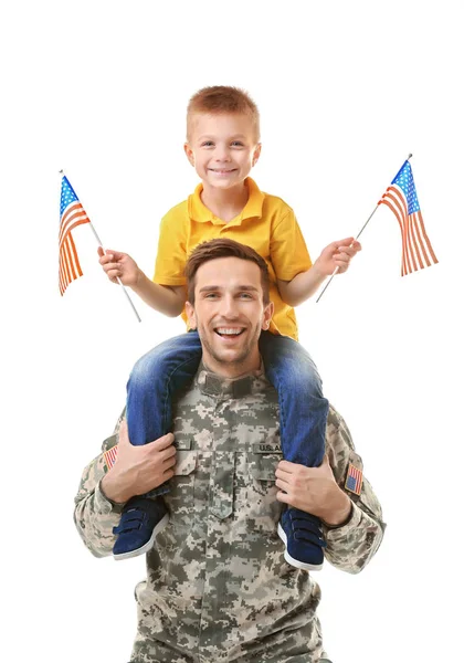 Военная отец с сыном Стоковое Фото