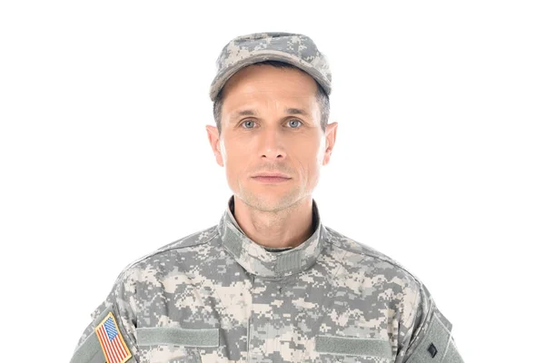 Военный человек в США Камуфляжная Униформа — стоковое фото