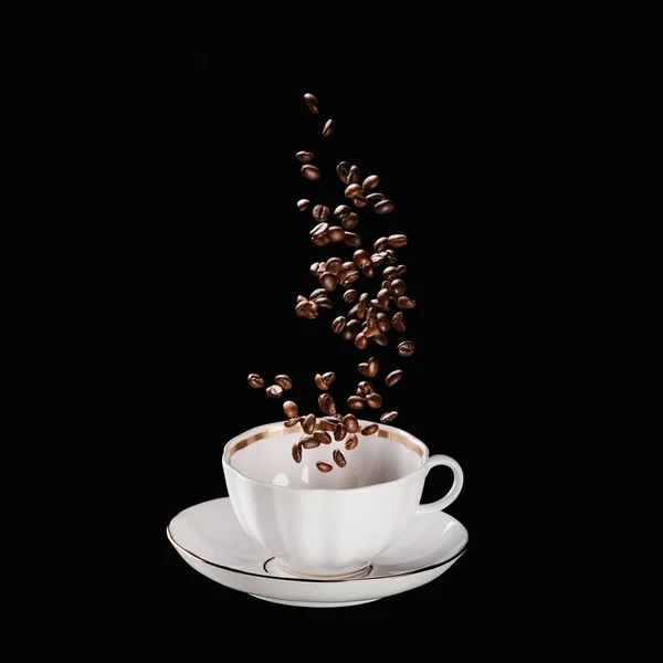 Кофе Зернах Попадания Кубок Сложенные — стоковое фото