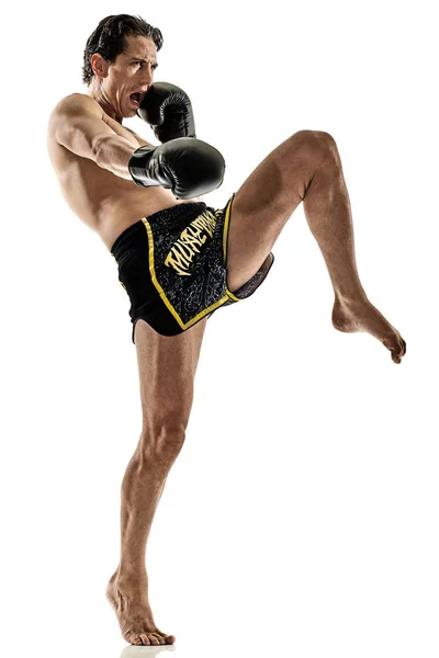 Муай тайский кикбоксинг кикбоксер бокс человек изолированных — стоковое фото