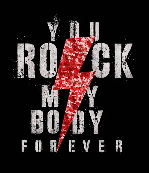 Fashion Graphic Design Rock Slogan You Rock Body Shirt Black — стоковое фото