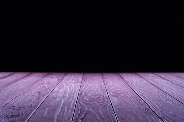 Empty Purple Wooden Planks Surface Black Background — стоковое фото