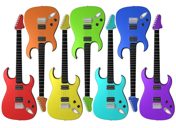 Радуга цветные электрические гитары — стоковое фото
