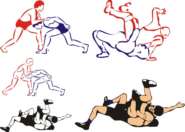Борьба - спортивных единоборств Лицензионные Стоковые Иллюстрации
