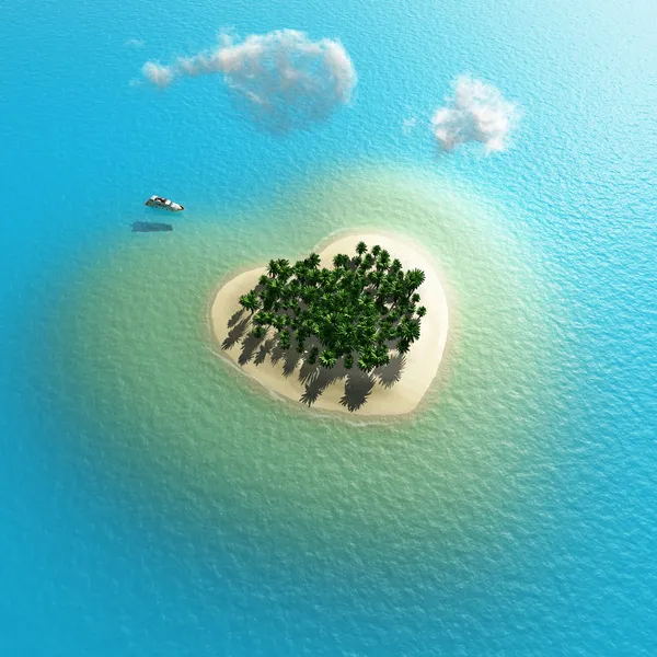 Вид с воздуха сердцевидного тропического острова — стоковое фото
