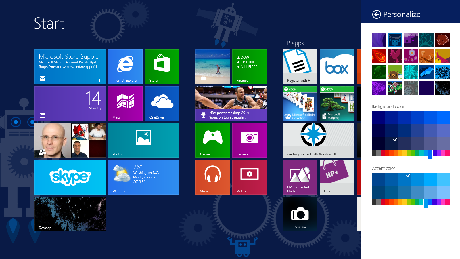 How to change the desktop and Start Screen background in Windows 8.1
